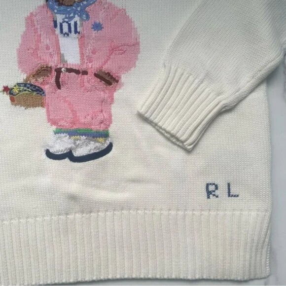 Ralph Lauren Cream Sweater with Bear Design Fashion❤️🎉🎉🎉🎉 - Picture 4 of 6